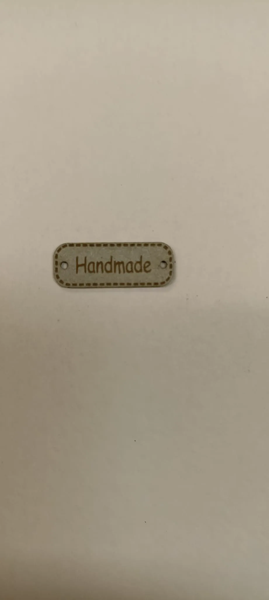 Eko kůže cedulka ŠEDÁ nášivka Handmade 11x30 mm