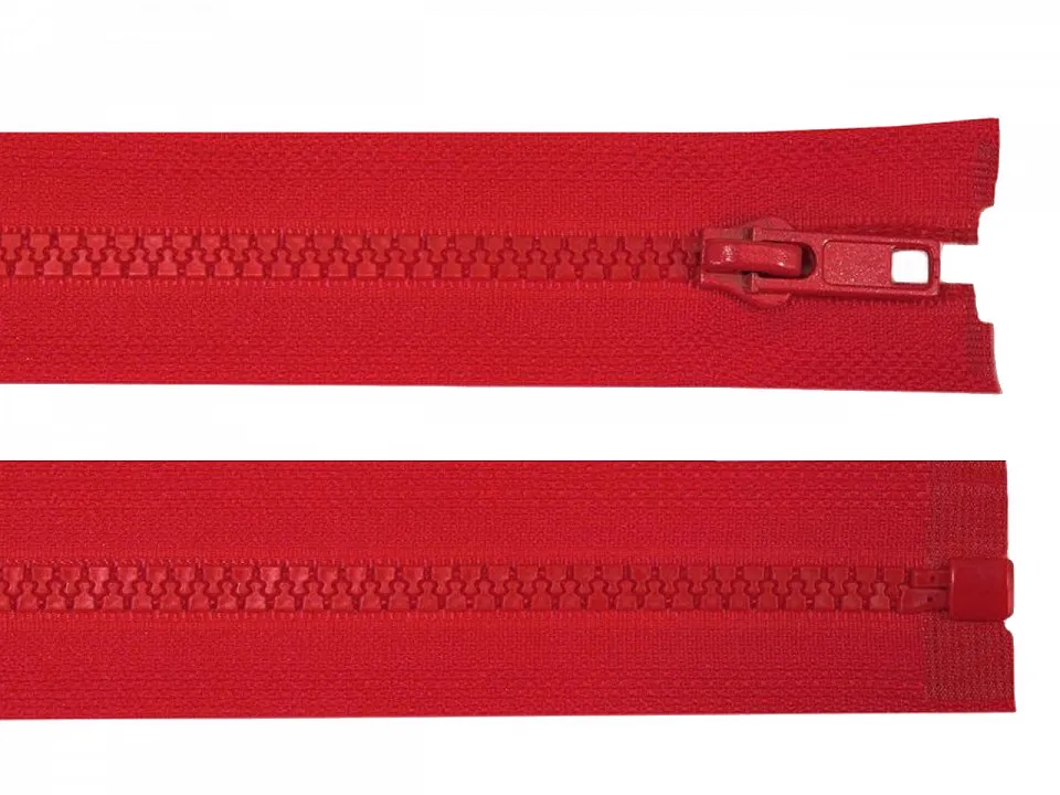 ČERVENÁ * Kostěný zip délka 80 cm - bundový
