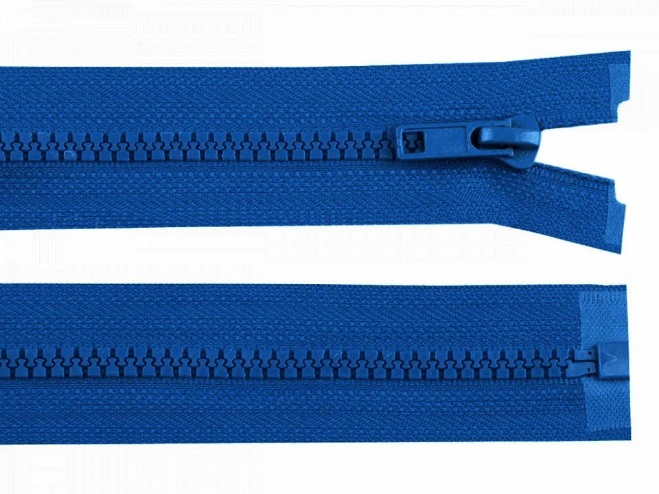 MODRÁ * Kostěný zip délka 85 cm - bundový