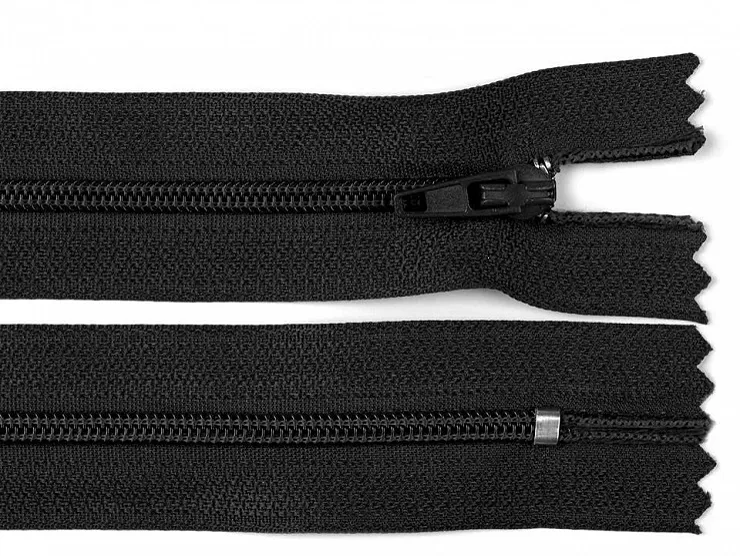 ČERNÁ * Spirálový zip délka 18 cm - nedělitelný