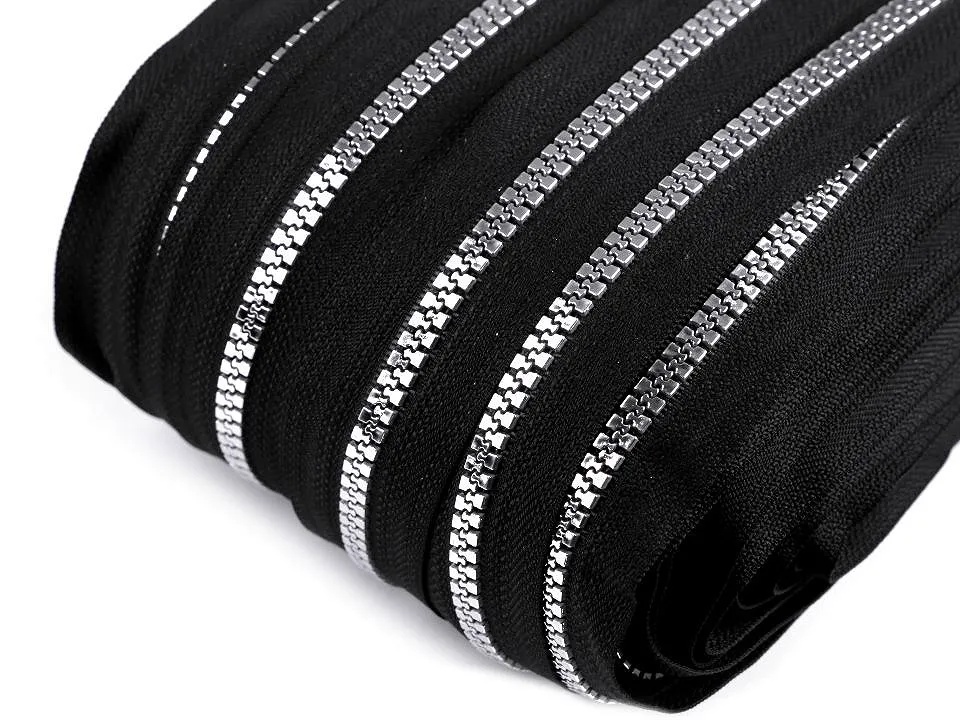 ČERNÁ-ŠEDÁ * Kostěný zip 5 mm metráž