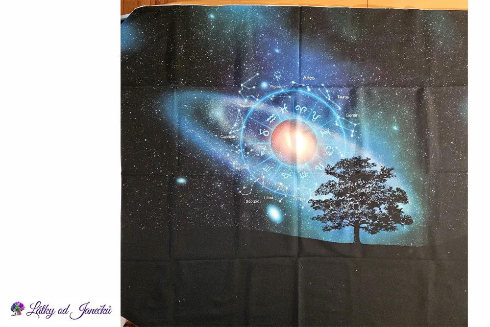 Teplákovina 240g - PANEL XL - souhvězdí nad stromem