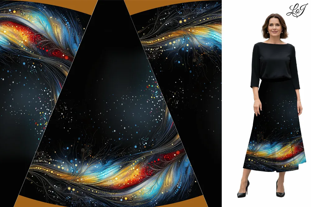 Kimo úplet 180g - PANEL na "A" maxisukni 150x150 cm- abstrakt na černé